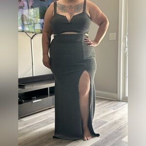 Fashionnova silver skirt and top